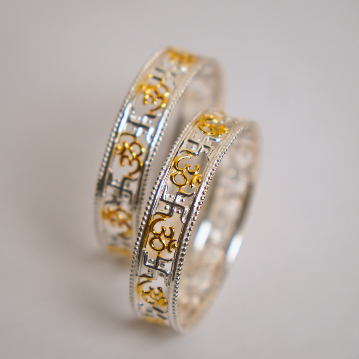 Shiv Shakti Om Silver Bangle