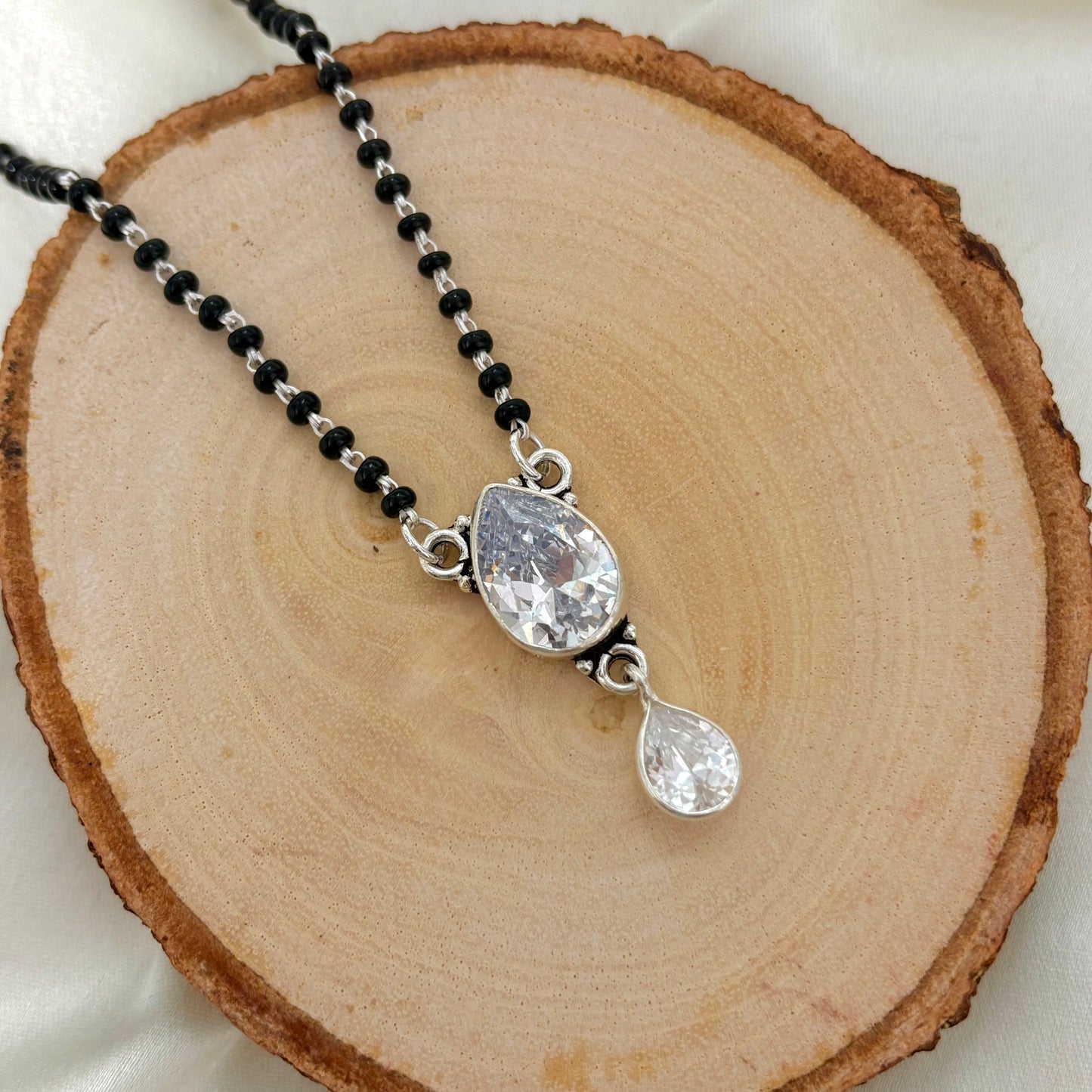Teardrop Classic Silver CZ Mangalsutra