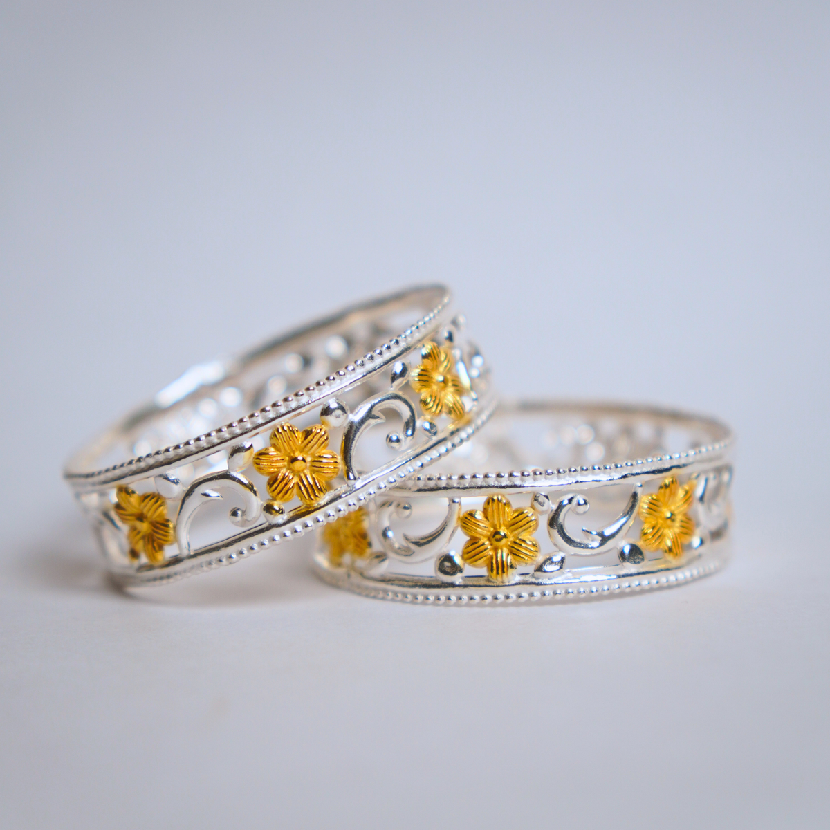 Gold Plated Lotus Grace Silver Bangle