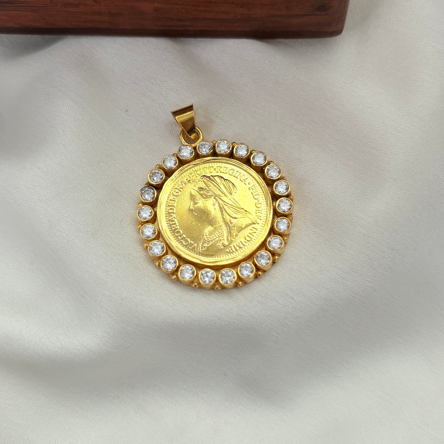 Queen’s Grace Gold Plated Silver Coin Pendant