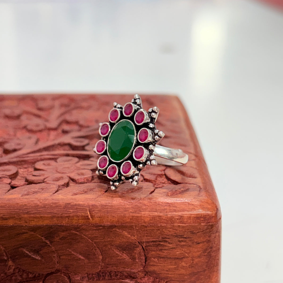 Rajputana Heritage Halo Silver Ring
