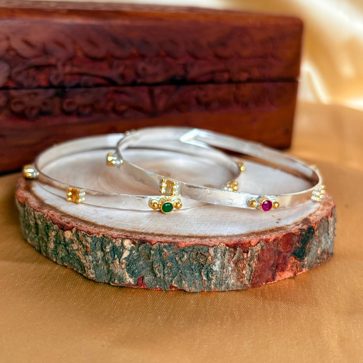 925 Sterling Silver Dual-Tone Sleek Bangle