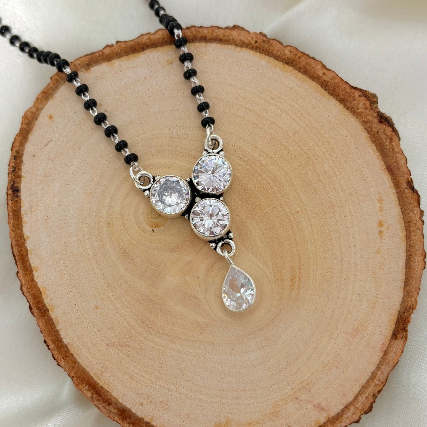 Round Brilliance Silver Mangalsutra