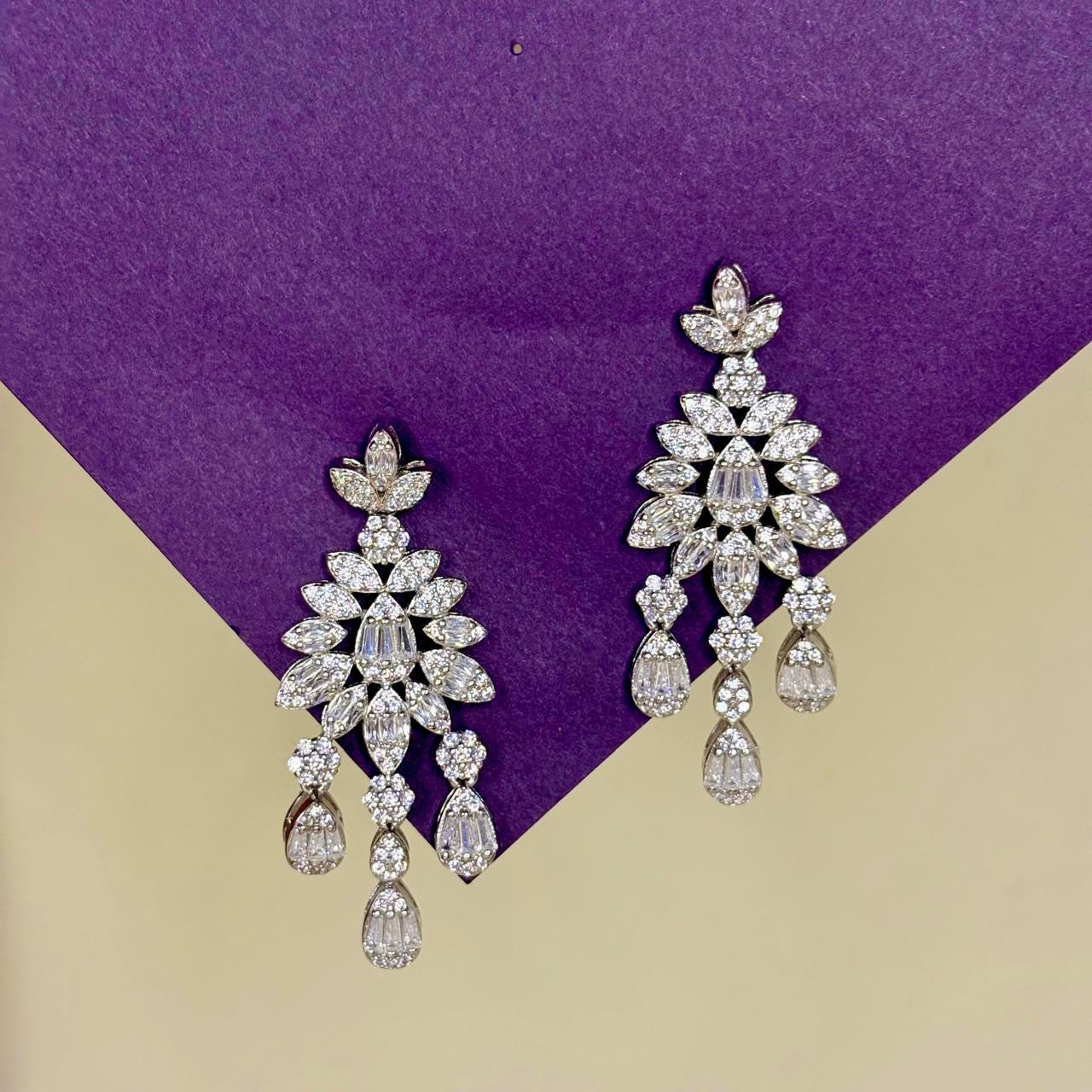 Silver Chandelier Crystal Wedding Earrings