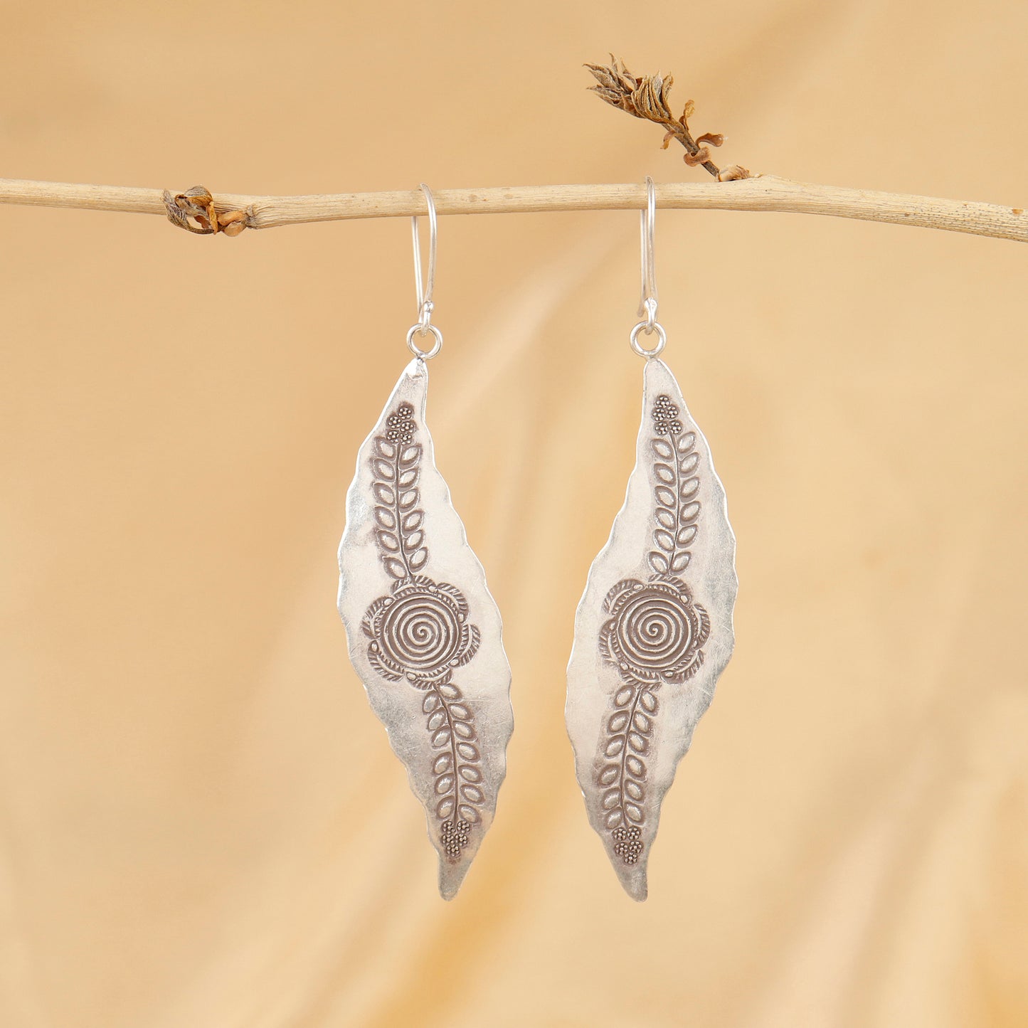 Enchanted Garden Silver Leaf Earrings