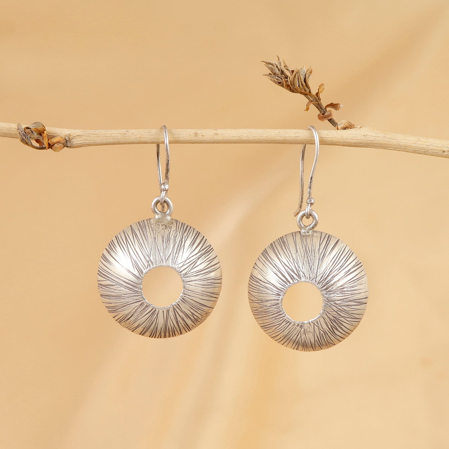 Halo Silver Hoop Drop Earrings