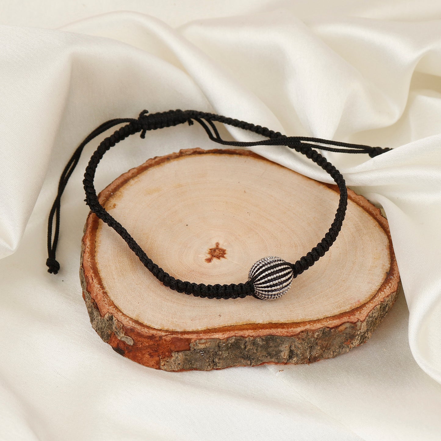 Round Melon Bead Minimalist Silver Nazariya Anklet