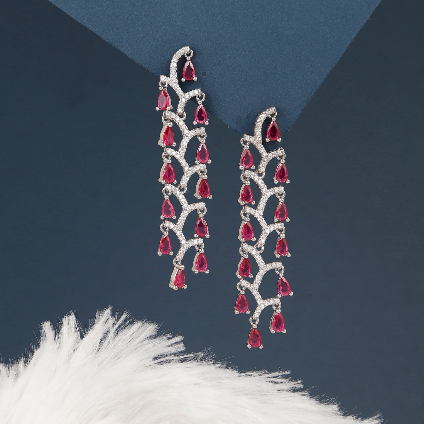 Ruby Sterling Silver Party Wear Earrings