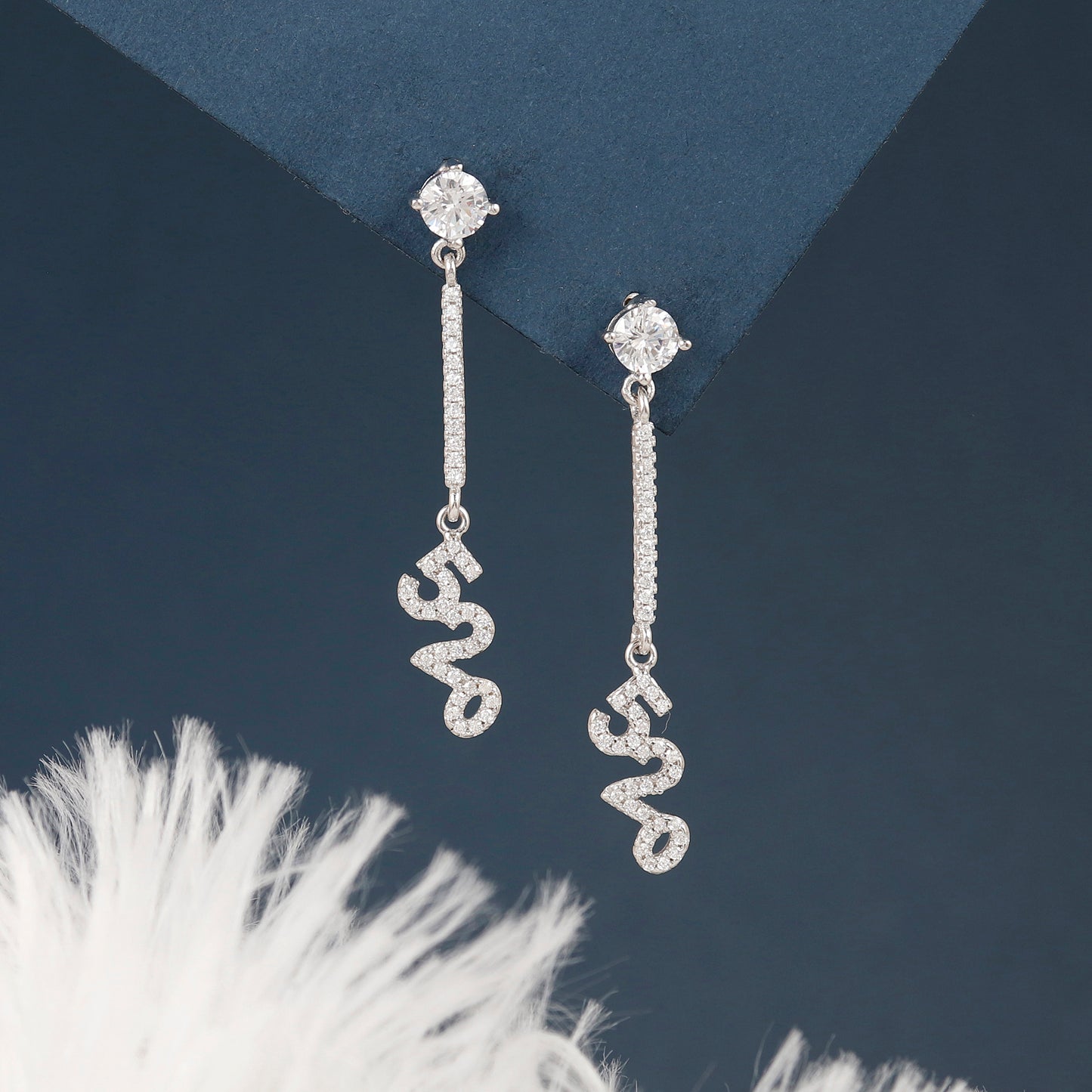 Lucky Number Silver Dangle Earrings for Women