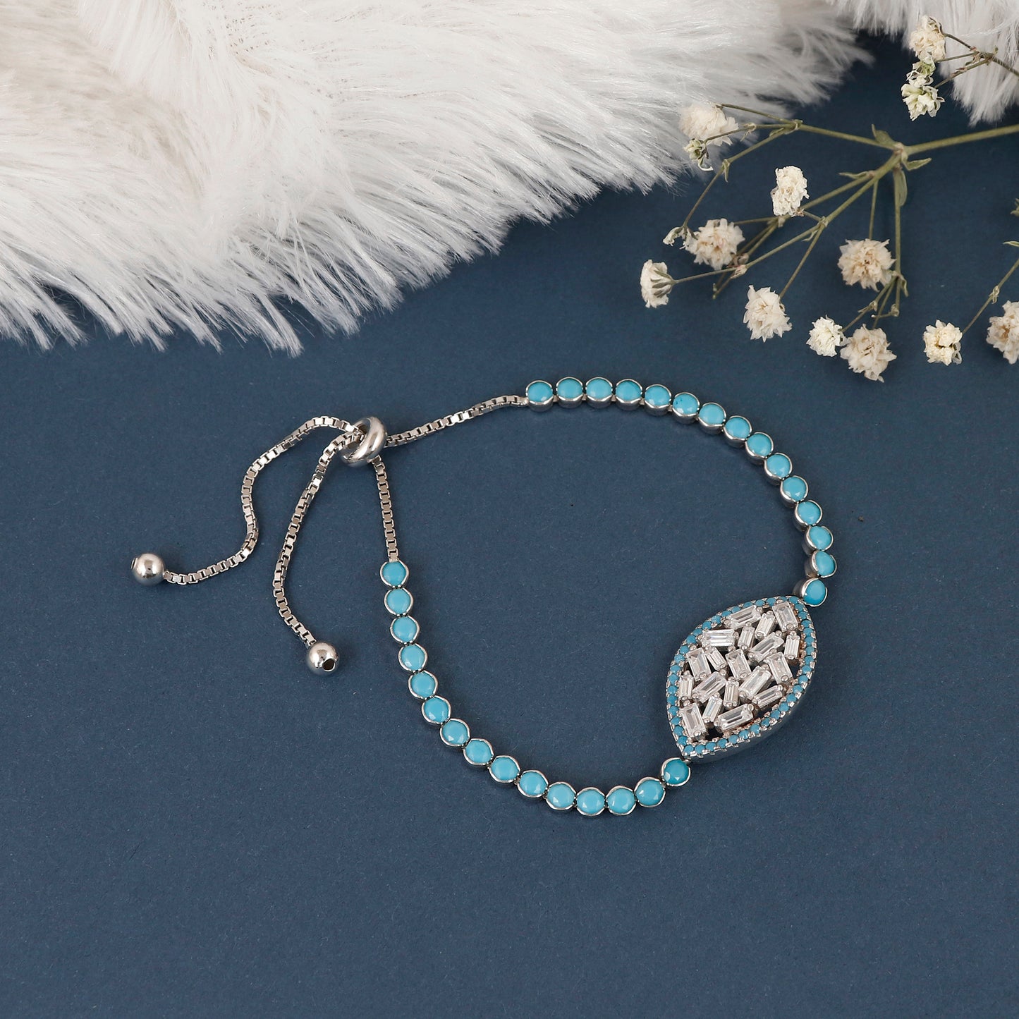 Mosaic Marquise Sterling Silver Bracelet