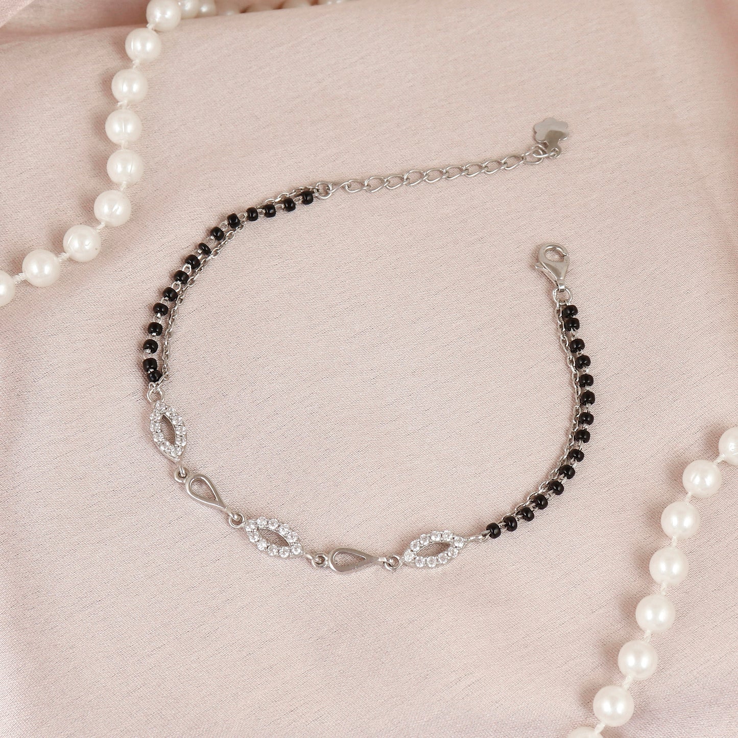 Silver Leaf Shape Mangalsutra Bracelet for Women