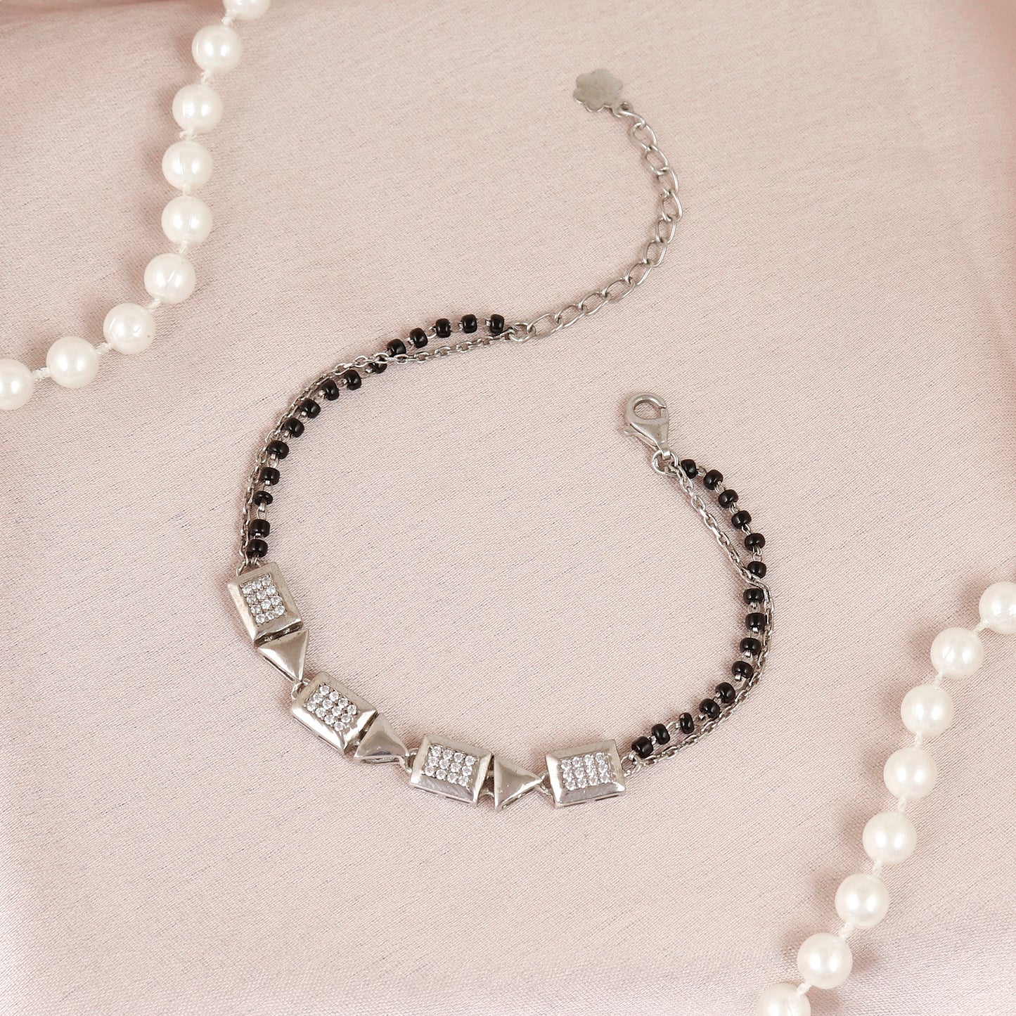 Rectangle Charm Hand Mangalsutra Bracelet