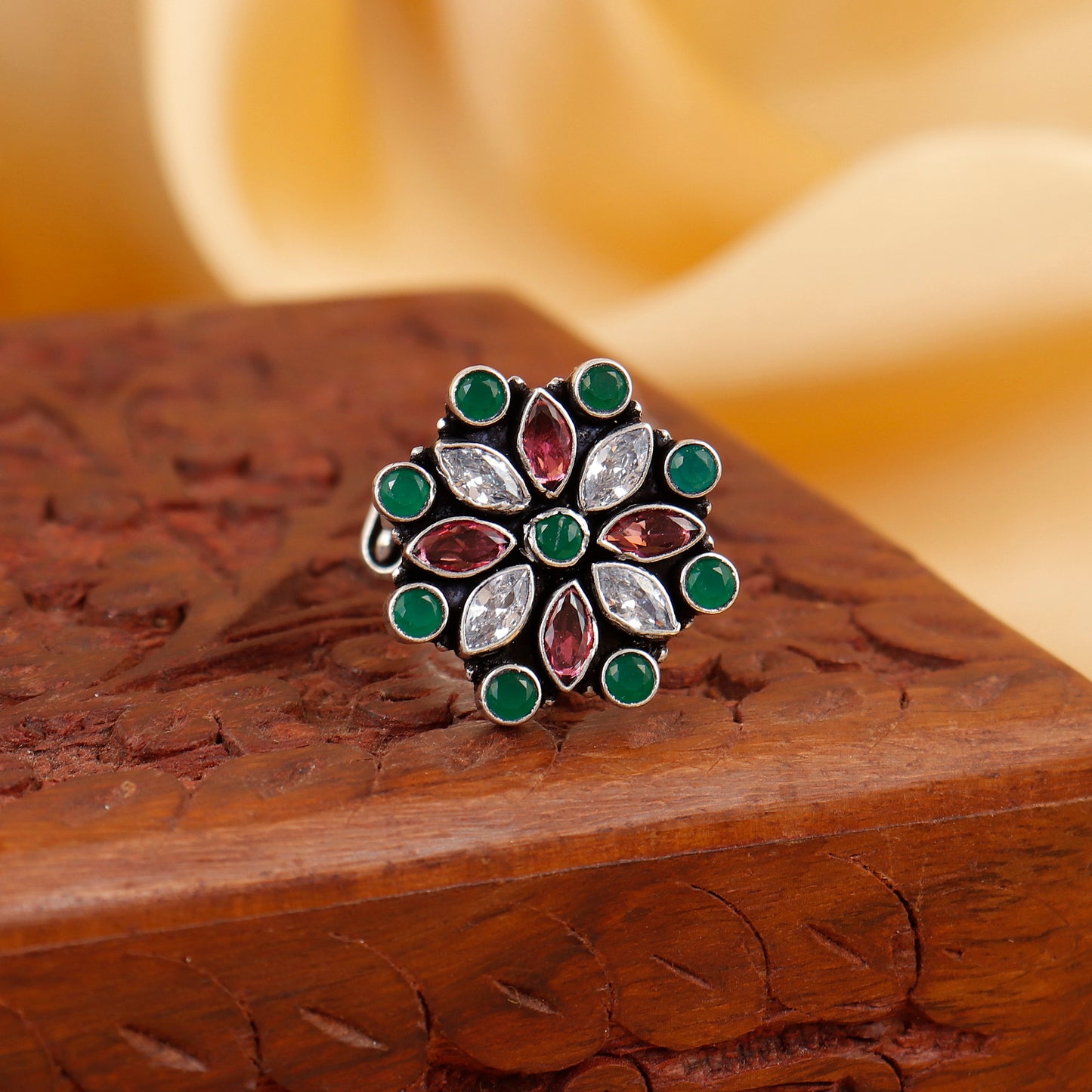 The Meadow Bloom Adjustable Silver Ring