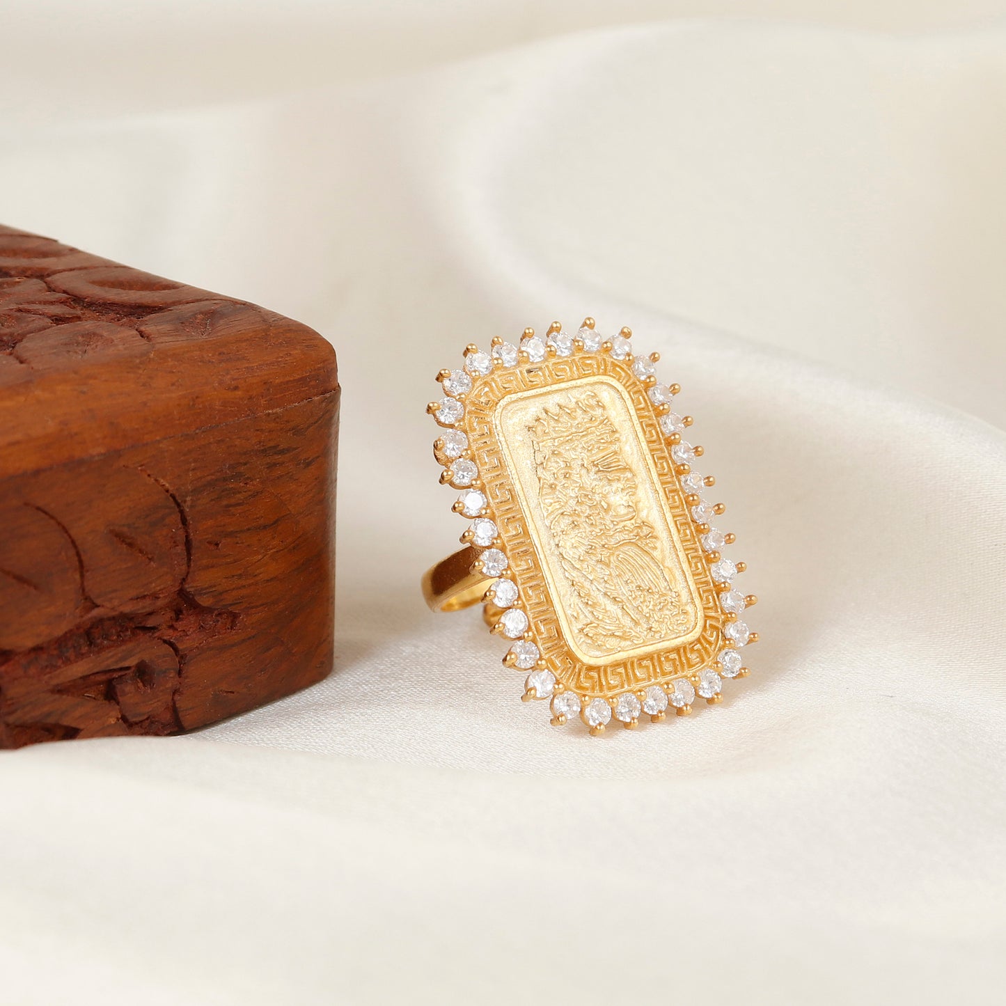 Empress Gold-Tone Silver Cocktail Ring