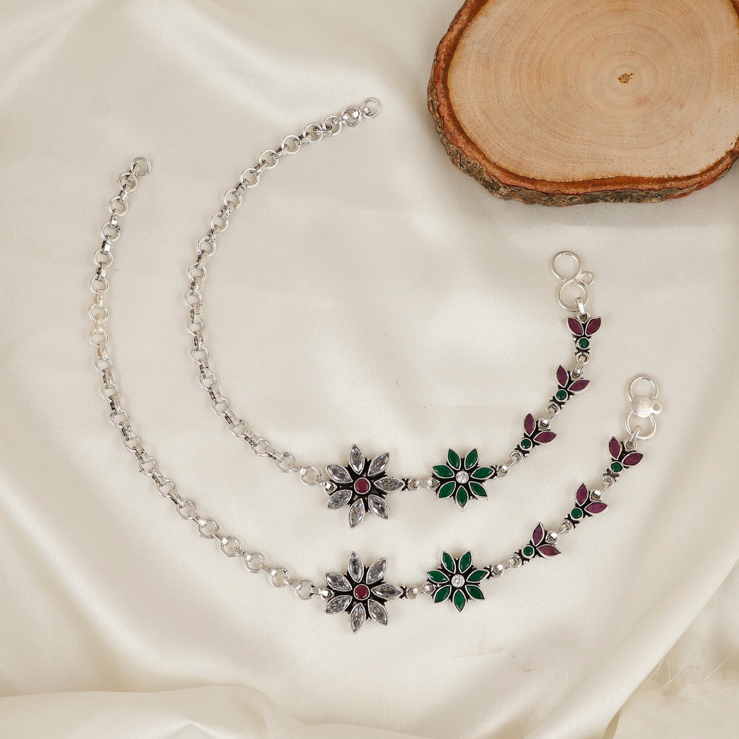 Boho-Luxe Midnight Petal Silver Payal