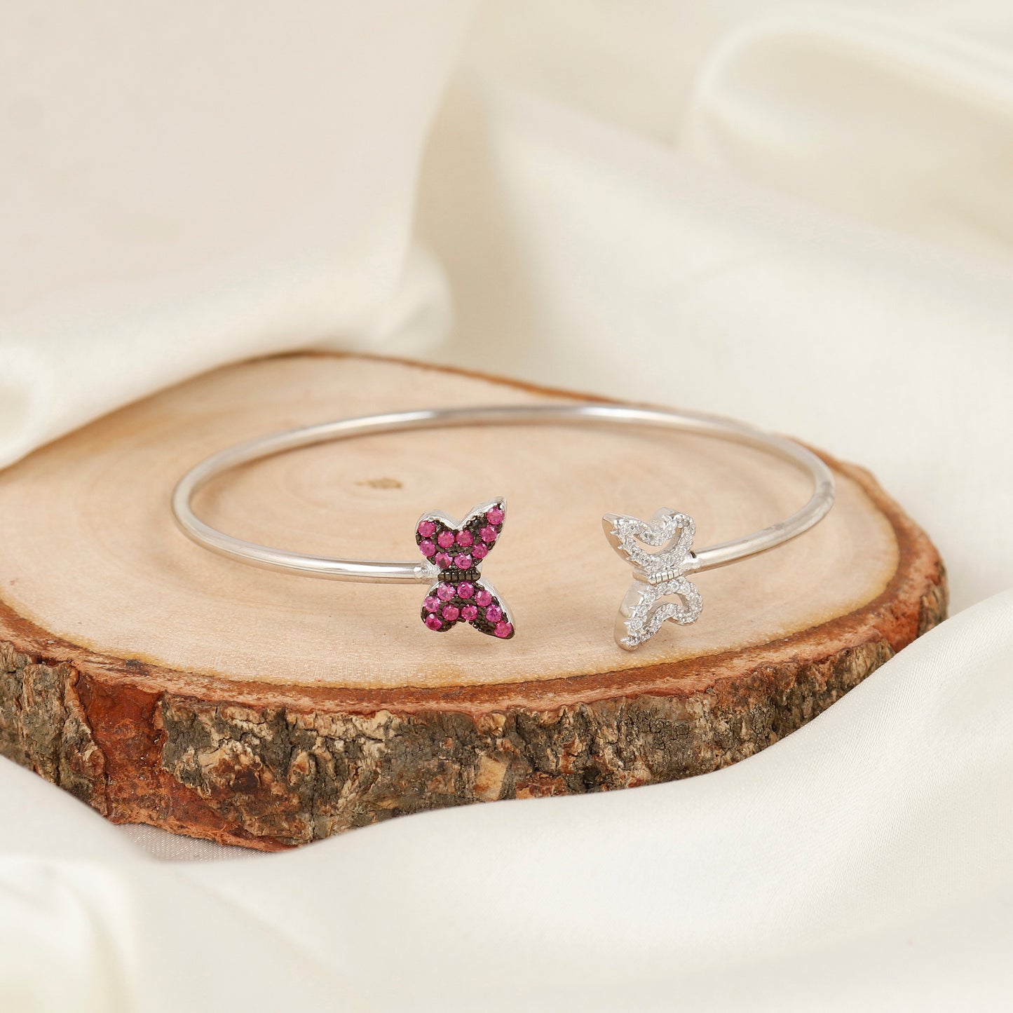 Ethereal Butterfly Twin Silver Bangle
