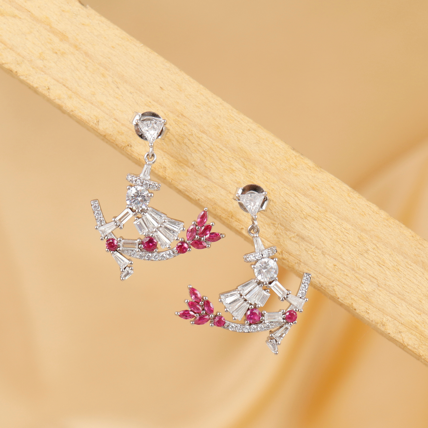 Dancing Ballerina Ruby Silver Earrings