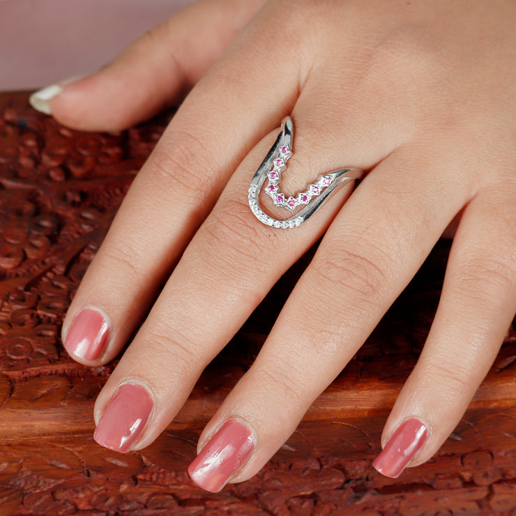 Divine Glow Vanky Statement Silver Ring