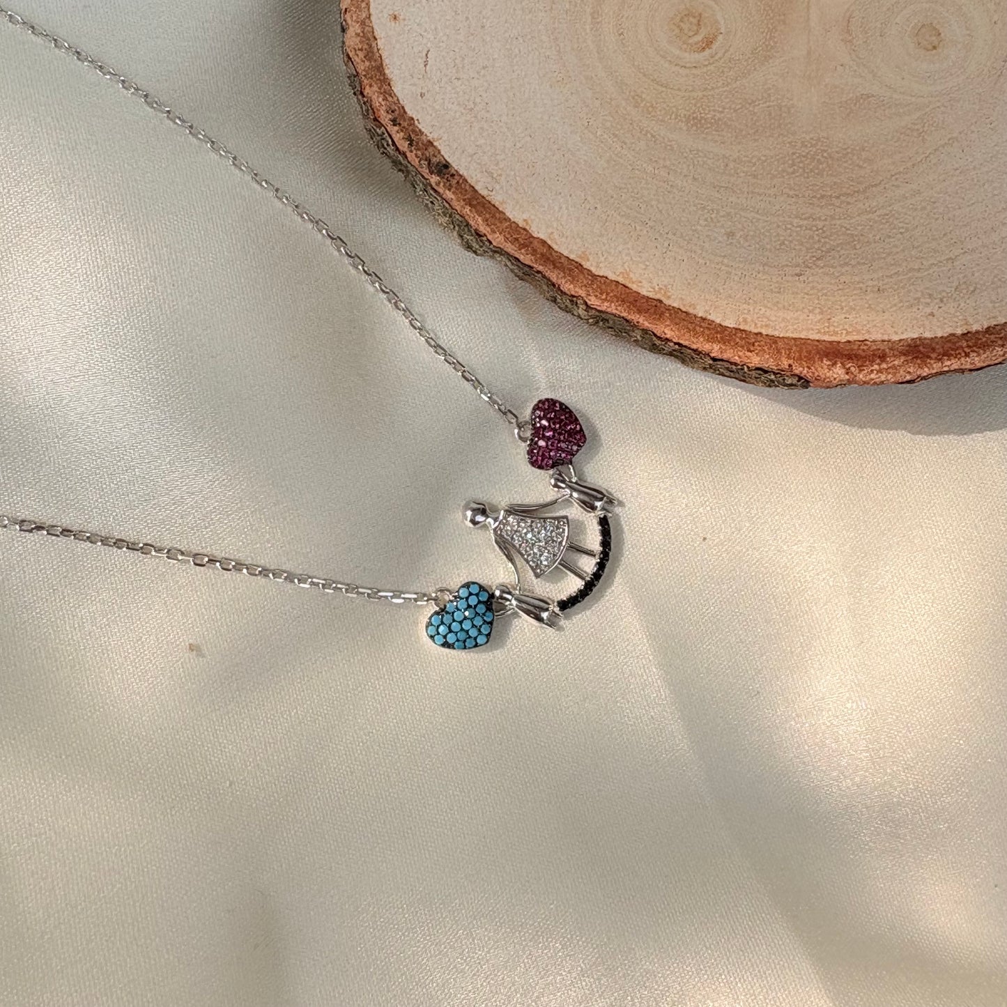 925 Silver Whimsical Motherhood Heart Necklace