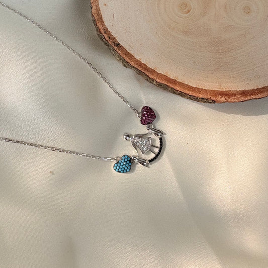 925 Silver Whimsical Motherhood Heart Necklace
