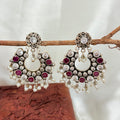 Luxury 925 Silver Ruby & Brilliant Zirconia Chandbalis