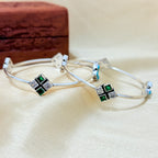 Handcrafted Emerald CZ Choki Silver Bangle