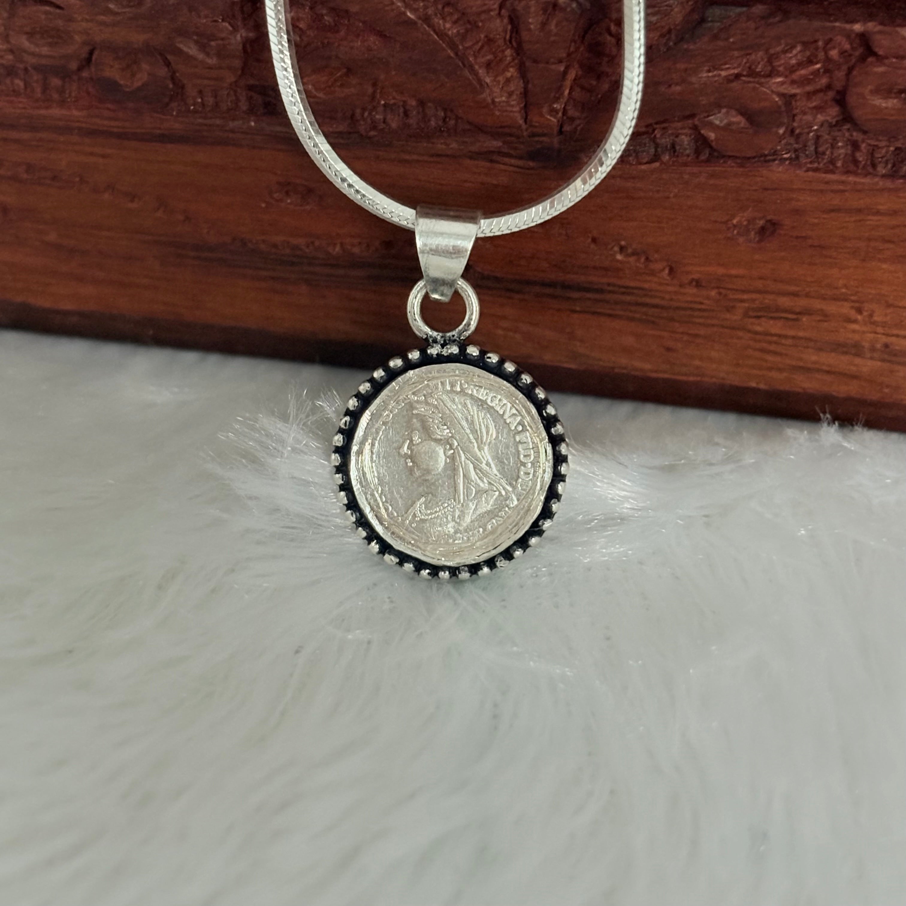 Royal Siver Rava Coin Pendant