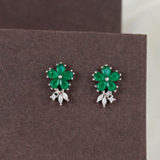 Emerald Bloom Charm Silver Earring