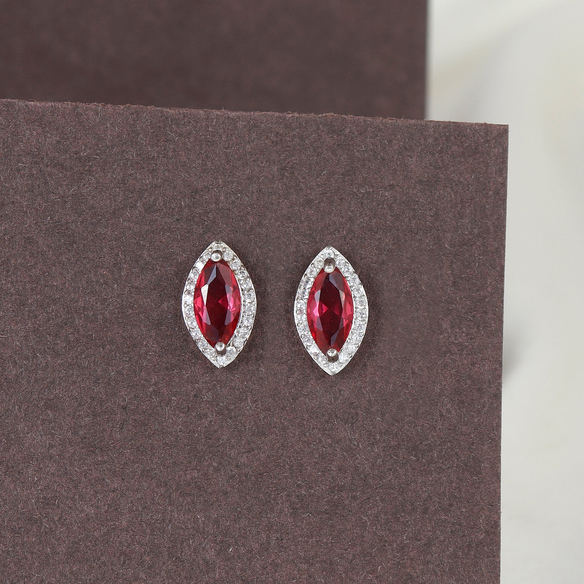 Silver Ruby Marquise Allure Earring
