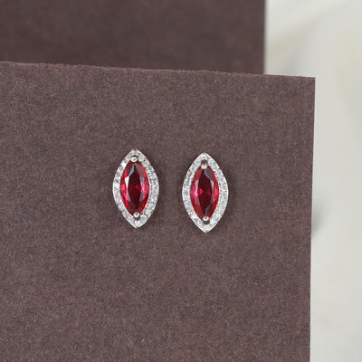 Silver Ruby Marquise Allure Earring