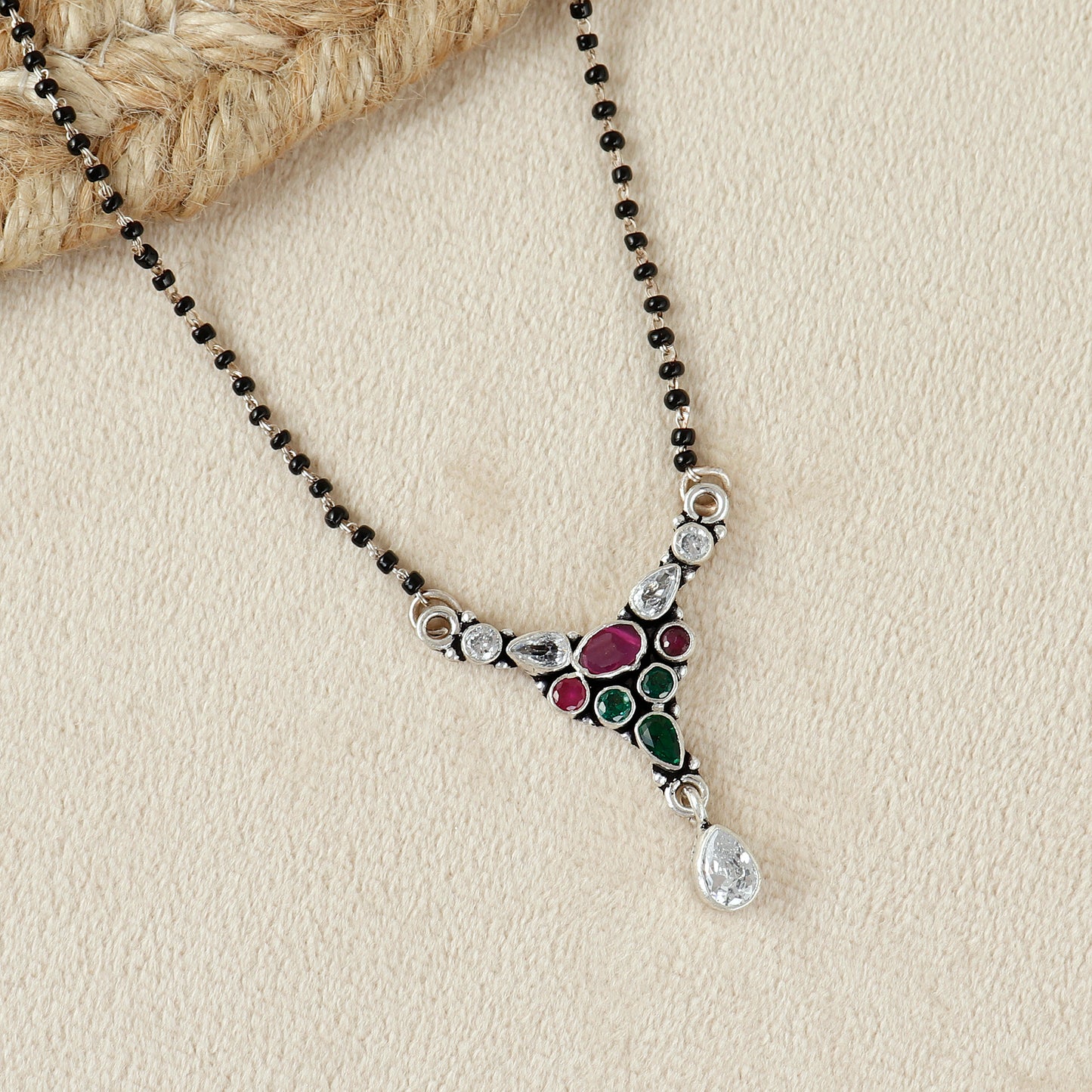 Two Tone Multicolor Silver Mangasutra