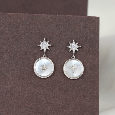 Sparkiling Star Halo Sterling Silver Earring