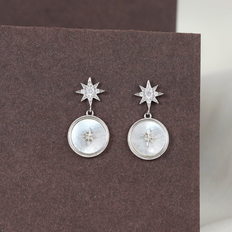 Sparkiling Star Halo Sterling Silver Earring