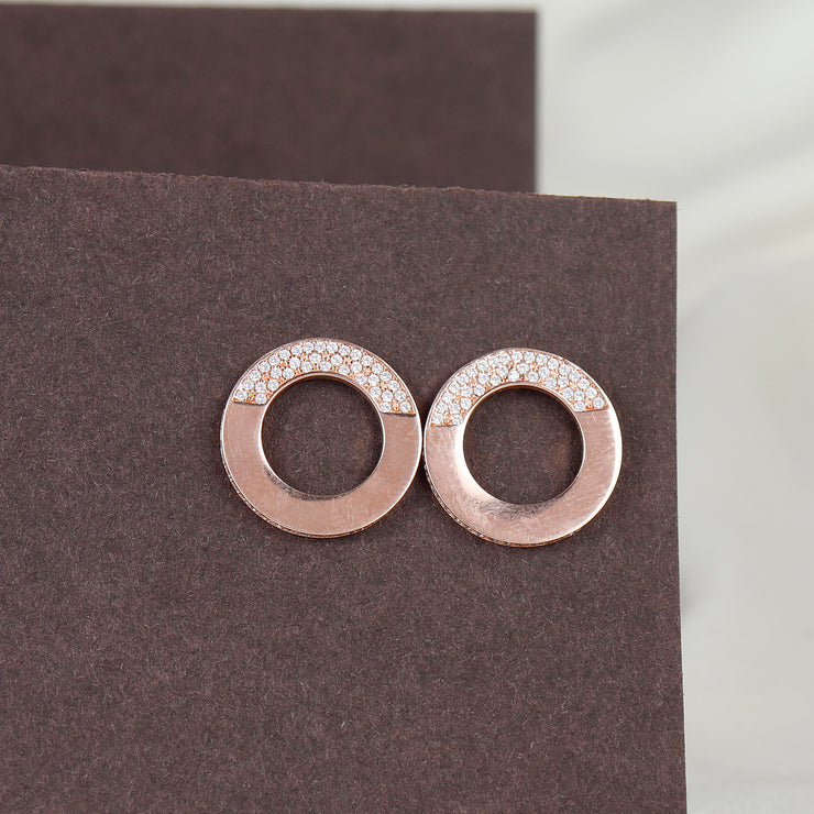 Rose Gold Silver Orbit Studs