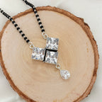Triple Square Sparkle Silver Mangalsutra
