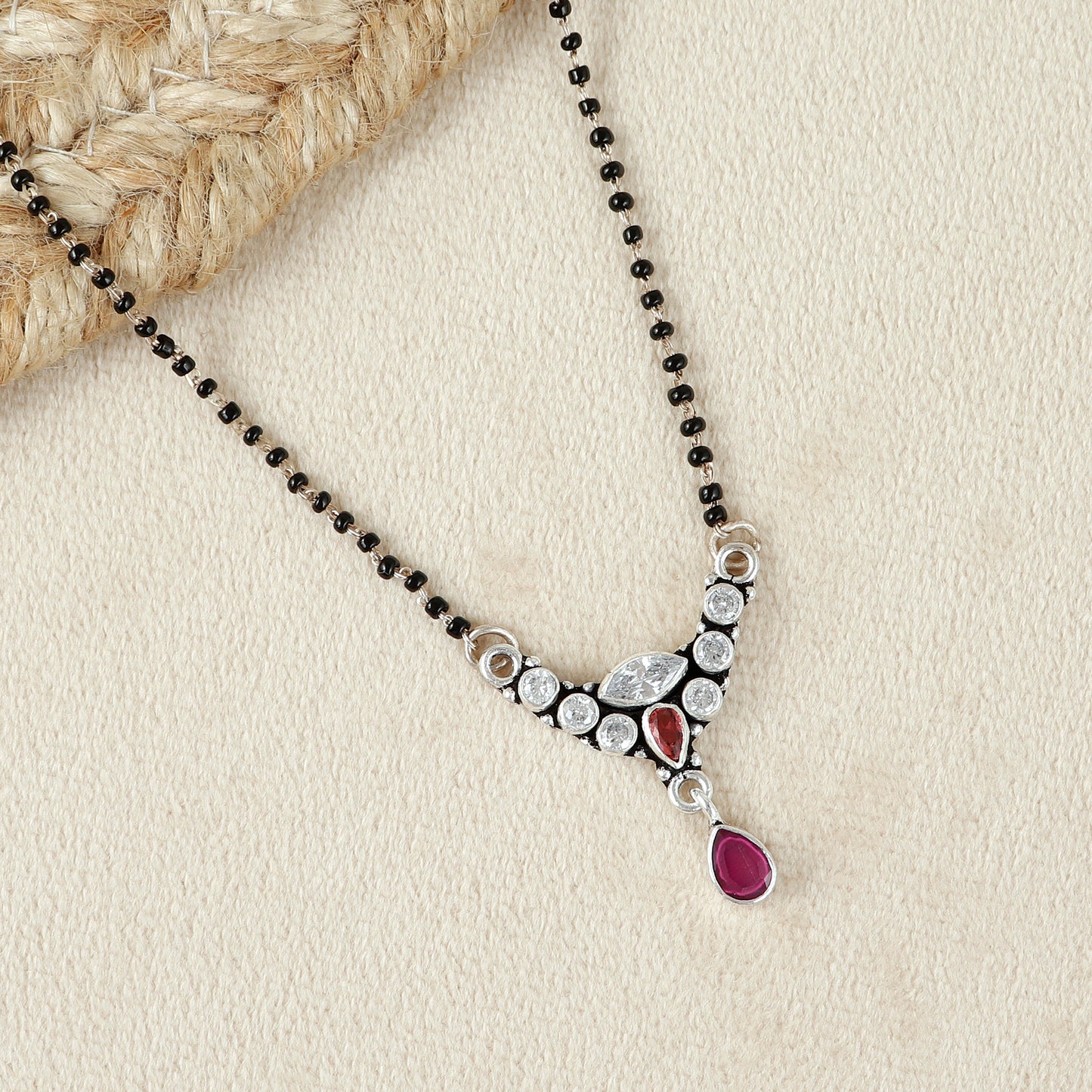 Exotic Cubic Zirconia Silver Mangalsutra