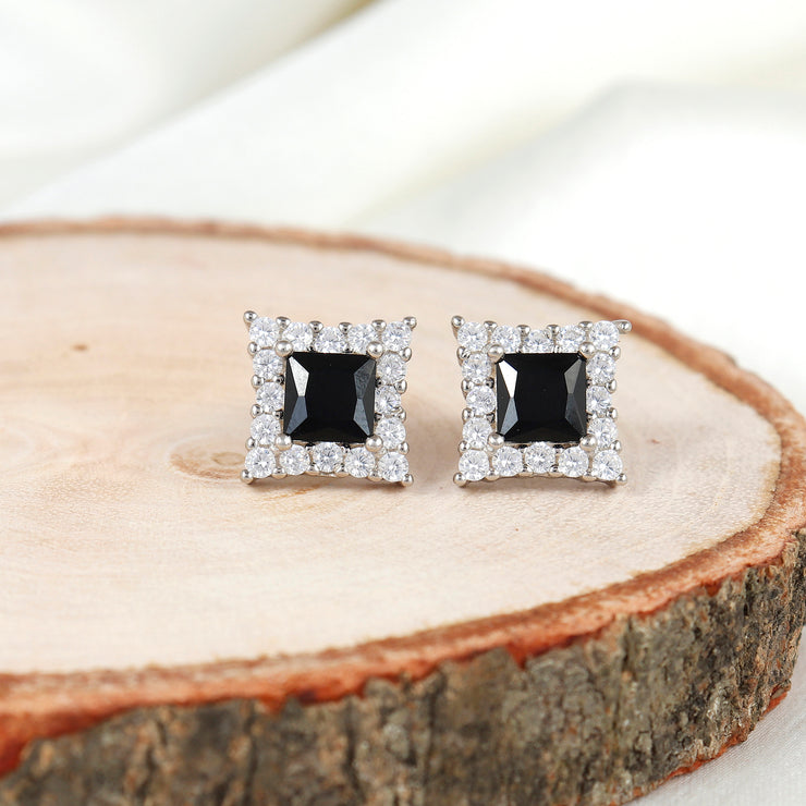 Sterling Silver Radiant Block Earring