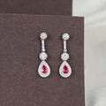 Ruby Dewdrop Silver Earring