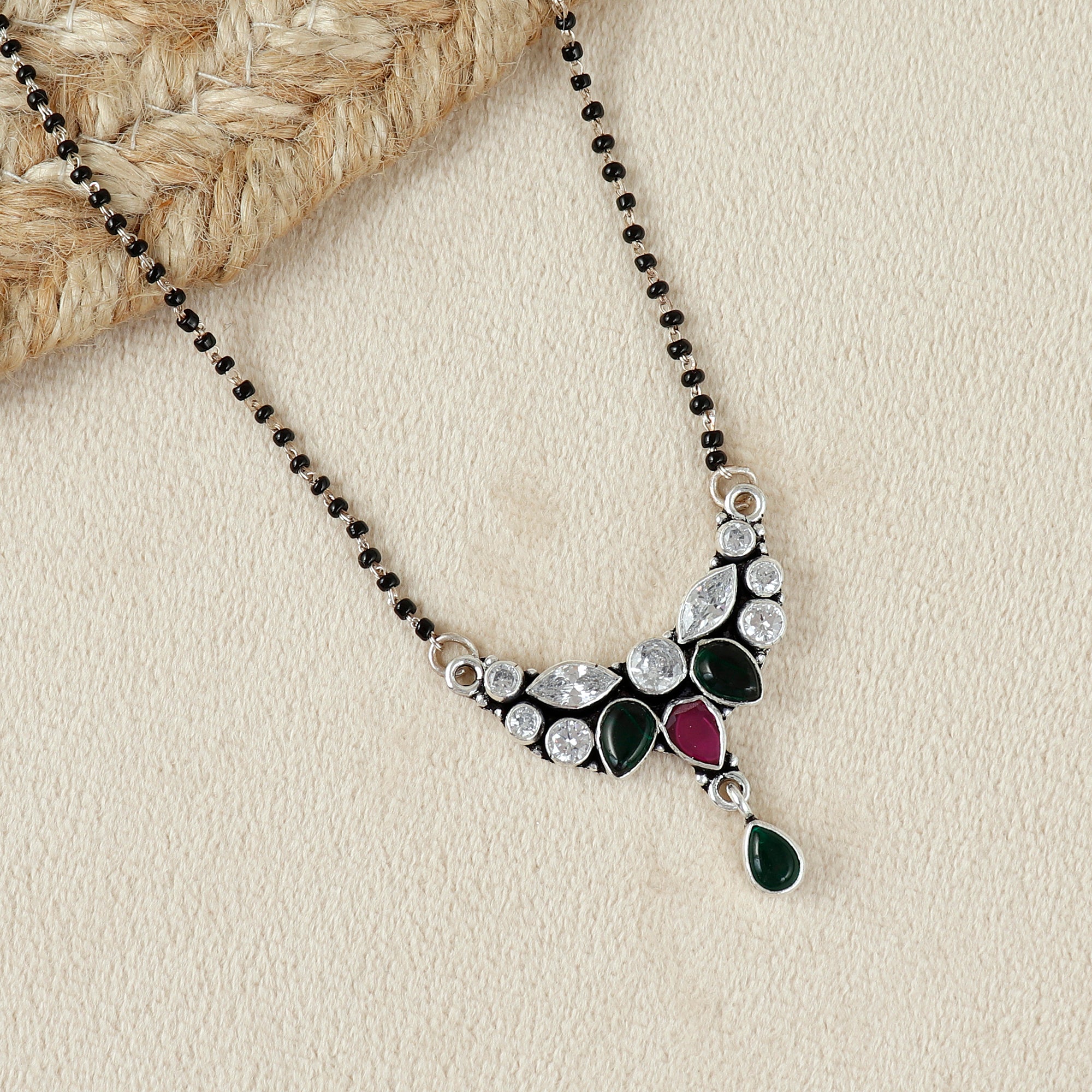 Luxurious Cutstone 925 Silver Mangalsutra