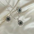 The Emerald Bloom Necklace Silver Set
