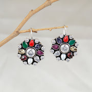 Navratan Silver Earring For Women