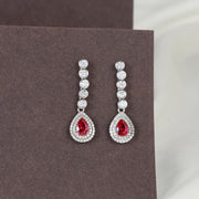 Pure Silver Ruby Spark Petal Earring