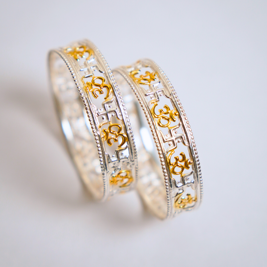 Shiv Shakti Om Silver Bangle