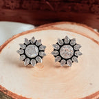 Bloom Zircon Halo Silver Earrings