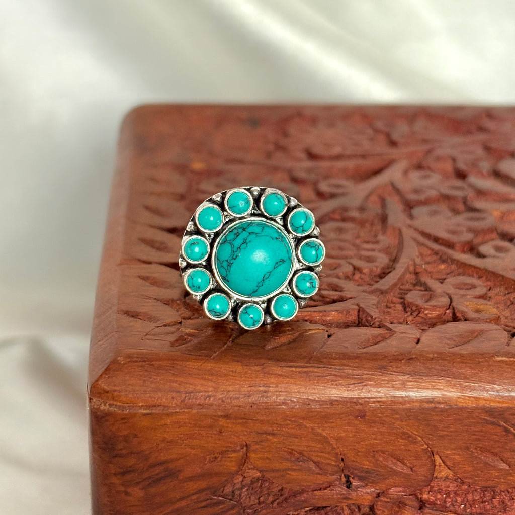 Isla Turquoise Mandala Silver Ring