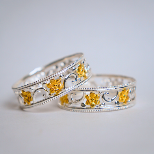 Gold Plated Lotus Grace Silver Bangle