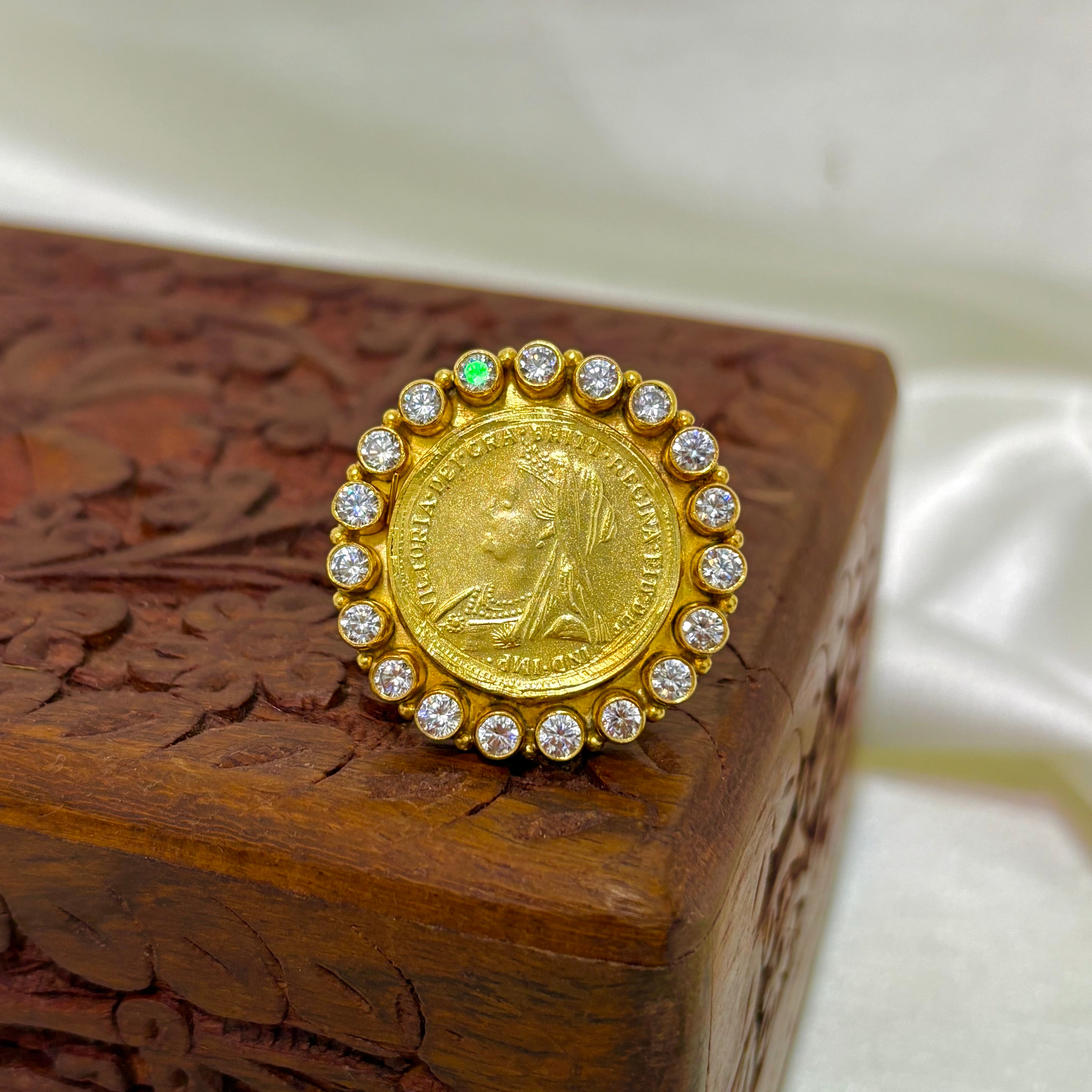 92.5 Silver Gold Polished  Coin Ring