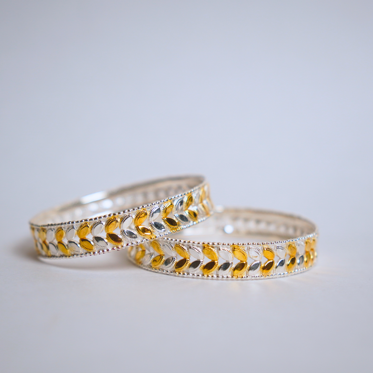 Leaf Gold Plated Silver Bangle