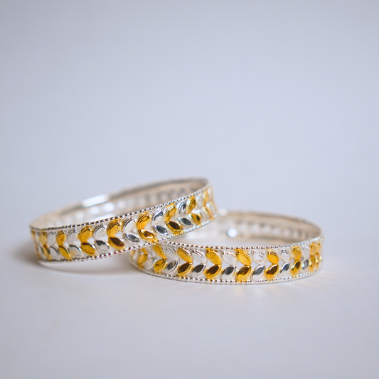 Leaf Gold Plated Silver Bangle