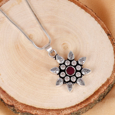 Dazzling Floral Silver Pendant